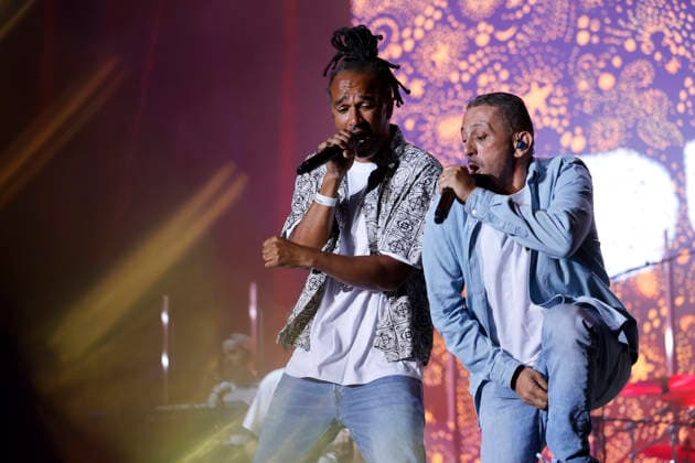 Die Musiker Aurelien Zohou und Hakim Meridja von der Band Dub Inc auf der Green Stage beim Summerjam Festival 2026 am Fühlinger See. Das Summerjam Festival ist eines der größten Reggae-Festivals in Europa und existiert dieses Jahr 39 Jahre, 29 davon in Köln. Köln, 04.07.2026 NRW Deutschland *** Musicians Aurelien Zohou and Hakim Meridja from the band Dub Inc on the Green Stage at the 2026 Summerjam Festival at Fühlinger See. The Summerjam Festival is one of the largest reggae festivals in Europe and is celebrating its 39th anniversary this year, 29 of which have been held in Cologne. Cologne, July 4, 2026, North Rhine-Westphalia, Germany Copyright: xChristophxHardtx