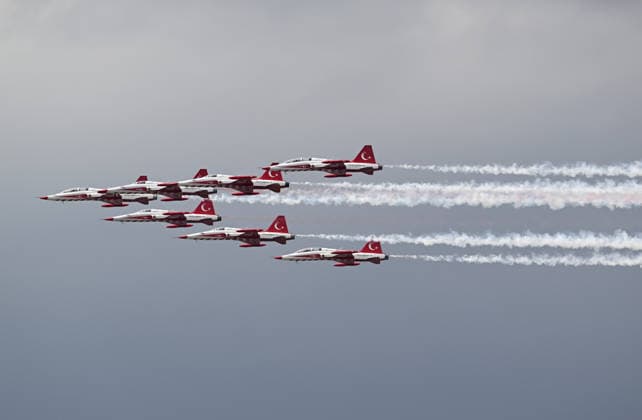 Turkish Stars perfom rehearsal flight ahead 2026 NATO Summit in Ankara ANKARA, TURKIYE - JULY 5: Turkish Air Force s aerobatics team, the Turkish Stars, conduct their final rehearsal flight ahead of the NATO Summit of Heads of State and Government in Ankara, Turkiye on July 5, 2026. Rasit Aydogan Anadolu Ankara Turkey. Editorial use only. Please get in touch for any other usage.  Copyright: x2026xAnadoluxRasitxAydoganx