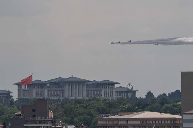 Turkish Stars perform rehearsal flight ahead 2026 NATO Summit in Ankara ANKARA, TURKIYE - JULY 5: Turkish Air Force s aerobatics team, the Turkish Stars, conduct their final rehearsal flight over Presidential Complex ahead of the NATO Summit of Heads of State and Government in Ankara, Turkiye on July 5, 2026. Osmancan Gurdogan Anadolu Ankara Turkey. Editorial use only. Please get in touch for any other usage.  Copyright: x2026xAnadoluxOsmancanxGurdoganx
