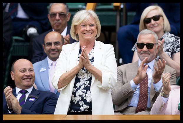 . 05 07 2026. London, United Kingdom. Broadcaster Sue Barker in the Royal Box on day seven of the Wimbledon Tennis Championships in London .  xStephenxLockx xi-Imagesx IIM-26884-0045