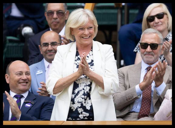 . 05 07 2026. London, United Kingdom. Broadcaster Sue Barker in the Royal Box on day seven of the Wimbledon Tennis Championships in London .  xStephenxLockx xi-Imagesx IIM-26884-0046