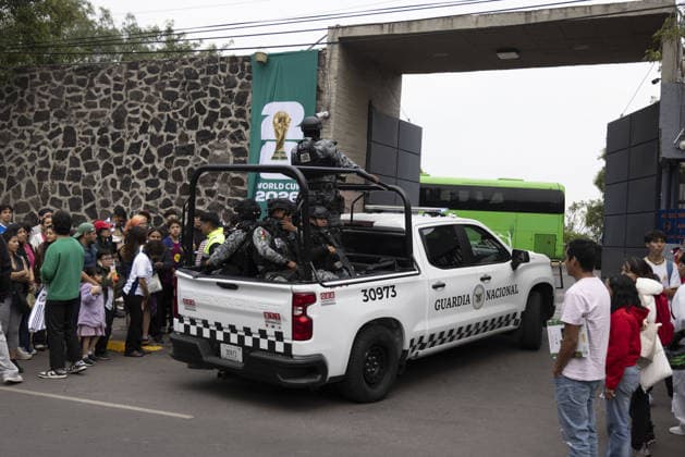 FIFA World Cup 2026 England Team Hotel Security FIFA World Cup 2026. England v Mexico in Mexico City. A High Security presecence to escort the England team to and from their last training session and the team hotel and keep them safe from assembled Mexico fans prior to the match with Mexico. 5th July 2026.  Copyright: xDarrenxFletcherx NINTCHDBPICT001093197296