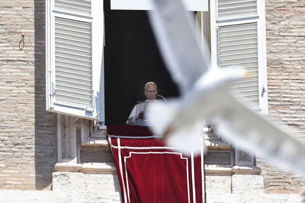 July 5, 2029. Vatican City - POPE LEO XIV delivers Angelus Prayer from the window of the Apostolic Building at the Vatican- EvandroInetti_via ZUMA Wire Vatican City State  - ZUMAi15_ 20260705_zaf_i15_006 Copyright: xEvandroxInettix