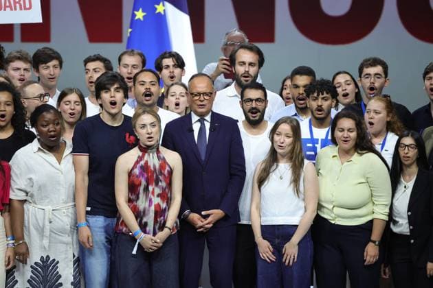 Edouard Philippe’s Rally at the Adidas Arena PHOTOPQR LE PARISIEN Olivier Arandel Staff Paris July 5, 2026 Paris, France Sunday, July 5, 2026 Politics The former prime minister is holding his first major campaign rally for the 2027 presidential election on Sunday, July 5, at the Adidas Arena, in Paris, where he expects more than 5,000 people LP Olivier Arandel Edouard Philippe delivers his first campaign speech for the 2027 French presidential election during a Horizons political rally at the Arena Porte de la Chapelle in Paris on July 5, 2026 Local Caption LP Olivier Arandel Paris 75 France  Copyright: xPHOTOPQR LExPARISIEN MAXPPPxLP OlivierxArandelx(Staff)x 20260705LPA2931 20260705LPA2931