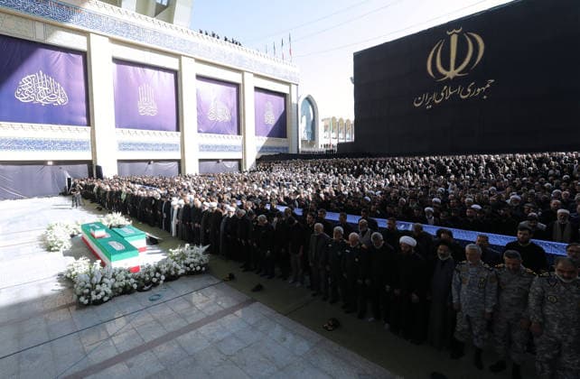 Funeral ceremony held in Tehran for Iran s former leader Khamenei TEHRAN, IRAN - JULY 5: ( RESTRICTIONS: NO Access Israel Media Persian Language TV Stations Outside Iran Strictly No Access BBC Persian VOA Persian Manoto TV Iran International TV ) (----EDITORIAL USE ONLY - MANDATORY CREDIT - IRANIAN LEADER PRESS OFFICE HANDOUT - NO MARKETING NO ADVERTISING CAMPAIGNS - DISTRIBUTED AS A SERVICE TO CLIENTS----) Thousands of people holding Iranian flags attend the funeral ceremony held for former Iranian Supreme Leader Ali Khamenei, who was killed during attacks launched by the United States and Israel on Feb. 28, and his family members at the Imam Khomeini Mosalla Mosque in Tehran, Iran, on July 5, 2026. Iranian Leader Press Office Handou  Copyright: x2026xAnadoluxIranianxLeaderxPressxOfficex xHandoutx
