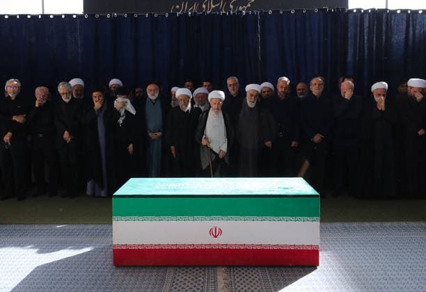 Funeral ceremony held in Tehran for Iran s former leader Khamenei TEHRAN, IRAN - JULY 5: ( RESTRICTIONS: NO Access Israel Media Persian Language TV Stations Outside Iran Strictly No Access BBC Persian VOA Persian Manoto TV Iran International TV ) (----EDITORIAL USE ONLY - MANDATORY CREDIT - IRANIAN LEADER PRESS OFFICE HANDOUT - NO MARKETING NO ADVERTISING CAMPAIGNS - DISTRIBUTED AS A SERVICE TO CLIENTS----) Thousands of people holding Iranian flags attend the funeral ceremony held for former Iranian Supreme Leader Ali Khamenei, who was killed during attacks launched by the United States and Israel on Feb. 28, and his family members at the Imam Khomeini Mosalla Mosque in Tehran, Iran, on July 5, 2026. Iranian Leader Press Office Handou  Copyright: x2026xAnadoluxIranianxLeaderxPressxOfficex xHandoutx