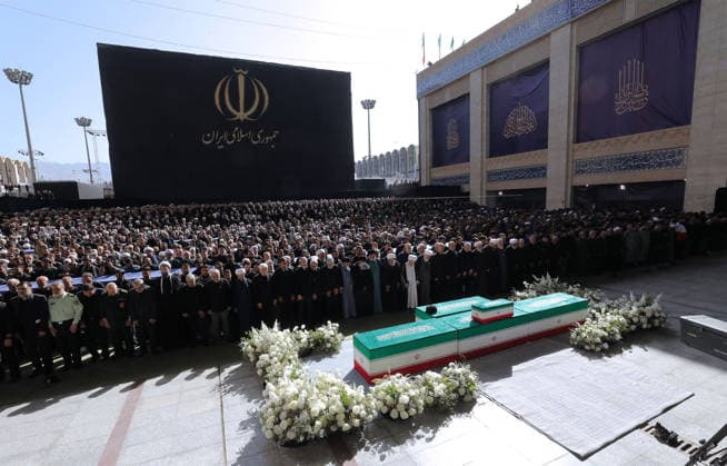 Funeral ceremony held in Tehran for Iran s former leader Khamenei TEHRAN, IRAN - JULY 5: ( RESTRICTIONS: NO Access Israel Media Persian Language TV Stations Outside Iran Strictly No Access BBC Persian VOA Persian Manoto TV Iran International TV ) (----EDITORIAL USE ONLY - MANDATORY CREDIT - IRANIAN LEADER PRESS OFFICE HANDOUT - NO MARKETING NO ADVERTISING CAMPAIGNS - DISTRIBUTED AS A SERVICE TO CLIENTS----) Thousands of people holding Iranian flags attend the funeral ceremony held for former Iranian Supreme Leader Ali Khamenei, who was killed during attacks launched by the United States and Israel on Feb. 28, and his family members at the Imam Khomeini Mosalla Mosque in Tehran, Iran, on July 5, 2026. Iranian Leader Press Office Handou  Copyright: x2026xAnadoluxIranianxLeaderxPressxOfficex xHandoutx