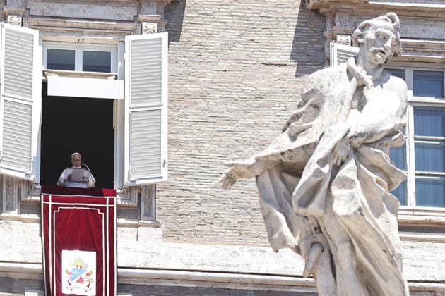 July 5, 2029. Vatican City: POPE LEO XIV delivers Angelus Prayer from the window of the Apostolic Building at the Vatican. Vatican City State  - ZUMAi15_ 20260705_zaf_i15_005 Copyright: xEvandroxInettix