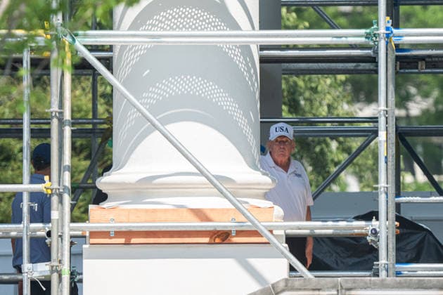 July 6, 2026 White House Pool United States President Donald J Trump returns to the White House in Washington, DC, USA, on Sunday, July 5, 2026. Credit: Aaron Schwartz Pool via CNP Washington District of Columbia United States  Copyright: xPool ABACAx