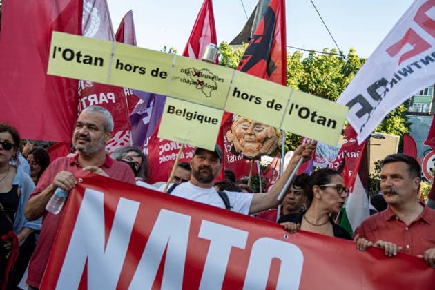 July 5, 2026, Istanbul, Istanbul, Turkey: Members and supporters of the No to NATO Coordination march during a demonstration under the slogan You Are Not Welcome, We Are Marching Against NATO in the Kadikoy district of Istanbul, Turkey, on July 5, 2026. The protest opposed NATO policies, militarization, and war, with participants carrying banners and chanting slogans during the march. Istanbul Turkey  - ZUMAt171 20260705_zip_t171_001 Copyright: xAbdullahxTepelix
