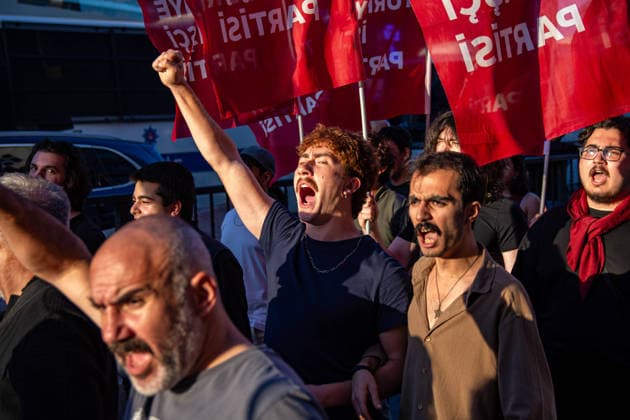July 5, 2026, Istanbul, Istanbul, Turkey: Members and supporters of the No to NATO Coordination march during a demonstration under the slogan You Are Not Welcome, We Are Marching Against NATO in the Kadikoy district of Istanbul, Turkey, on July 5, 2026. The protest opposed NATO policies, militarization, and war, with participants carrying banners and chanting slogans during the march. Istanbul Turkey  - ZUMAt171 20260705_zip_t171_013 Copyright: xAbdullahxTepelix