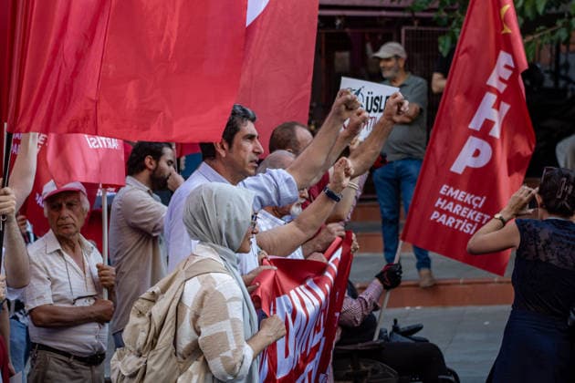 July 5, 2026, Istanbul, Istanbul, Turkey: Members and supporters of the No to NATO Coordination march during a demonstration under the slogan You Are Not Welcome, We Are Marching Against NATO in the Kadikoy district of Istanbul, Turkey, on July 5, 2026. The protest opposed NATO policies, militarization, and war, with participants carrying banners and chanting slogans during the march. Istanbul Turkey  - ZUMAt171 20260705_zip_t171_014 Copyright: xAbdullahxTepelix