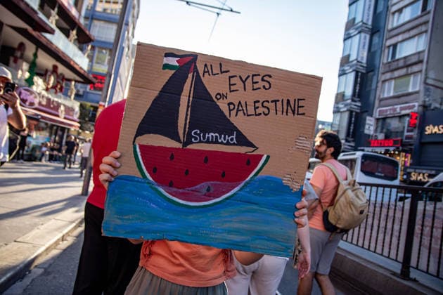 July 5, 2026, Istanbul, Istanbul, Turkey: Members and supporters of the No to NATO Coordination march during a demonstration under the slogan You Are Not Welcome, We Are Marching Against NATO in the Kadikoy district of Istanbul, Turkey, on July 5, 2026. The protest opposed NATO policies, militarization, and war, with participants carrying banners and chanting slogans during the march. Istanbul Turkey  - ZUMAt171 20260705_zip_t171_026 Copyright: xAbdullahxTepelix