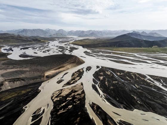 Creative Highlights World The Tungnaa glacial river flows across volcanic sand in Iceland, Hella Southern Region Iceland SMAF03515