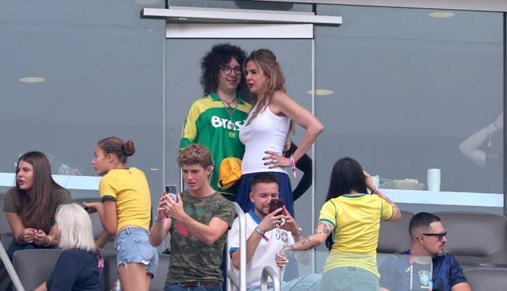 2026 World Cup - Lucas Jagger And Luciana Gimenez Mick Jagger s son Lucas Jagger with her mother Luciana Gimenez attend the match Brazil vs Norway FIFA World Cup 2026 at the New York New Jersey Stadium, NJ on July 5, 2026. Photo by Charles Guerin ABACAPRESS.COM East Rutherford NJ United States  Copyright: xGuerinxCharles ABACAx