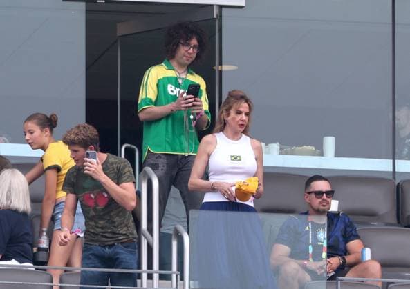 2026 World Cup - Lucas Jagger And Luciana Gimenez Mick Jagger s son Lucas Jagger with her mother Luciana Gimenez attend the match Brazil vs Norway FIFA World Cup 2026 at the New York New Jersey Stadium, NJ on July 5, 2026. Photo by Charles Guerin ABACAPRESS.COM East Rutherford NJ United States  Copyright: xGuerinxCharles ABACAx