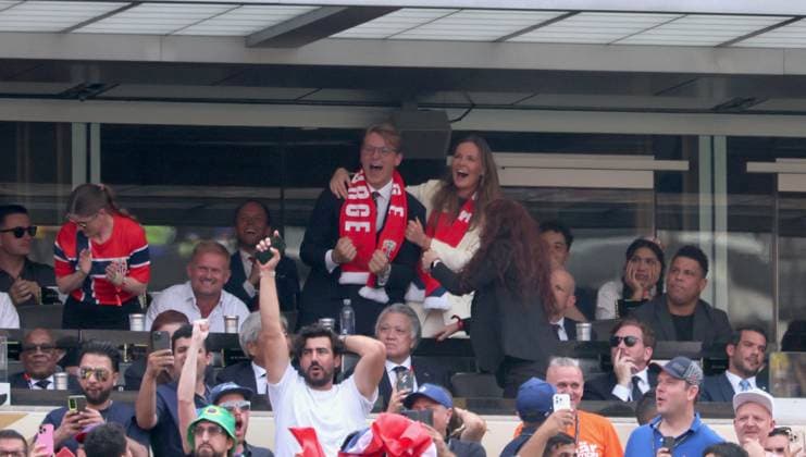 2026 World Cup - Princess Ingrid Alexandra and Prince Sverre Magnus of Norway Prince Sverre Magnus of Norway and Princess Ingrid Alexandra of Norway attend the match Brazil vs Norway FIFA World Cup 2026 at the New York New Jersey Stadium, NJ on July 5, 2026. Photo by Charles Guerin ABACAPRESS.COM East Rutherford NJ United States  Copyright: xGuerinxCharles ABACAx