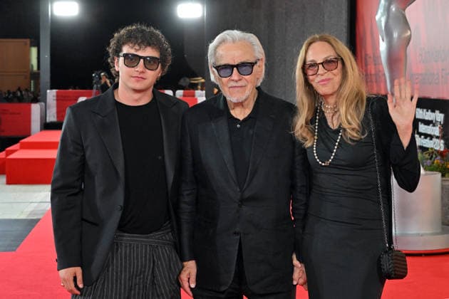 The 60th Karlovy Vary International Film Festival continued on its third day, in Karlovy Vary, Czech Republic, on July 5, 2026. American actor Harvey Keitel (center) arrives at the Grand Hall of the Thermal Hotel to present the film Mean Streets, on the left is his son Roman Keitel, on the right is his wife Daphna Kastner, (CTKxPhoto SlavomirxKubes) CTKPhotoP2026070506245  CTKPhotoP2026070506245