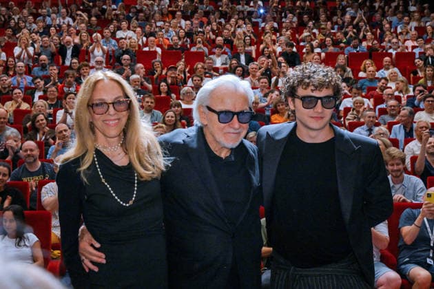 The 60th Karlovy Vary International Film Festival continued on its third day, in Karlovy Vary, Czech Republic, on July 5, 2026. American actor Harvey Keitel (center) presented the film Mean Streets in the Great Hall of the Thermal Hotel, on the right is his son Roman Keitel, on the left is his wife Daphna Kastner. (CTKxPhoto SlavomirxKubes) CTKPhotoP2026070506255  CTKPhotoP2026070506255