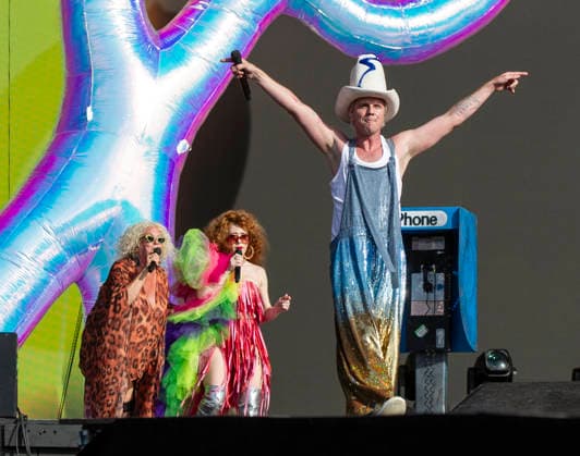 Scissor Sisters at BST Festival 05 July 2026 Scissor Sisters perform at American Express presents BST Hyde Park Festival in London on 5th July 2026. Guest appearance from Mel C. Jason Jake Shears Sellards lead vocals, Scott Babydaddy Hoffman bass guitar, Derek Del Marquis Gruen lead guitar., Credit:Zoran Veselinovic B4859 Avalon UK, London, Hyde Park  Copyright: xZoranxVeselinovicx xB4859x xAvalonx 1114743293