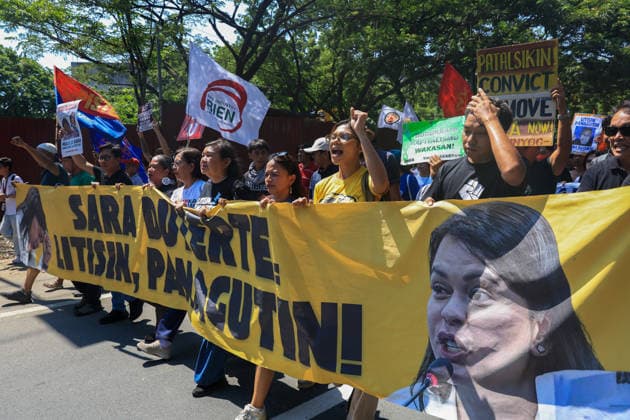 Protesters march toward Philippine Senate as VP Sara Duterte s Impeachment Trail kicks off METRO MANILA, PHILIPPINES – JULY 6: Anti-Sara Duterte protesters march towards the Philippine Senate, as Vice President Sara Duterte s impeachment trial commences, in Pasay City, Metro Manila, Philippines, on July 6, 2026. The impeachment trial of vice president Sara Duterte officially started on July 6 and is expected to last for several months. This comes amid rising political tensions over the impeachment trial and a growing calls for accountability for alleged corruption involving officials in nationwide flood-control projects. Daniel Ceng Anadolu Metro Manila Philippines. Editorial use only. Please get in touch for any other usage.  Copyright: x2026xAnadoluxDanielxCengx