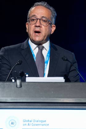 World Summit on Artificial Intelligence Jean Marc Ferré MAXPPP Geneva July 6, 2026 Khaled El Enany, Director-General of UNESCO, during the World Summit on Artificial Intelligence at Palexpo in Geneva on July 6, 2026. Photo by Jean Marc Ferré MAXPPP, Geneva, Switzerland  Copyright: xMAXPPPxJeanxMarcxFerréx FRR202607064831 FRR202607064831