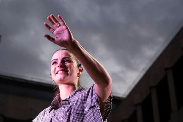 MADO 2026 Festival - Lucia de la Puerta The singer Lucia de la Puerta performs during the MADO 2026 Festival, in the Plaza de las Reinas in Madrid. Madrid Spain Copyright: xAtilanoxGarciax xSOPAxImagesx photo01483