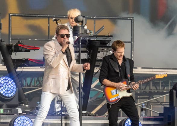 ***STRICTLY EDITORIAL USE ONLY*** Duran Duran (Simon Le Bon, Nick Rhodes and Dominic Brown) performs during BST Hyde Park at Hyde Park in London, England. UK. Sunday 5th July 2026. Copyright: xJamesxWarrenx DURAN DURAN - BST HYDE PARK2