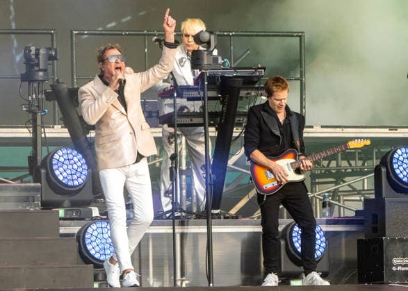 ***STRICTLY EDITORIAL USE ONLY*** Duran Duran (Simon Le Bon, Nick Rhodes and Dominic Brown) performs during BST Hyde Park at Hyde Park in London, England. UK. Sunday 5th July 2026. Copyright: xJamesxWarrenx DURAN DURAN - BST HYDE PARK3