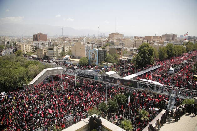 Farewell ceremony for former Iranian Supreme Leader Khamenei in Tehran TEHRAN, IRAN - JULY 6: Millions of people gather in the streets of Tehran, Iran, to attend the farewell ceremony for Iran s former Supreme Leader Ali Khamenei, who was killed in the attacks carried out by the United States and Israel, on July 6, 2026. The ceremony began early in the morning as mourners carrying Iranian flags and posters filled Damavand Avenue, Imam Hossein Square, Enghelab Square and Azadi Square in the capital. Participants expressed grief during the procession. Fatemeh Bahrami Anadolu Tehran Iran. Editorial use only. Please get in touch for any other usage.  Copyright: x2026xAnadoluxFatemehxBahramix