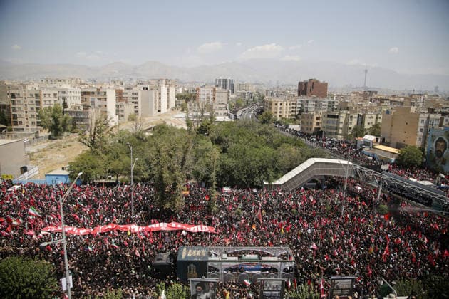 Farewell ceremony for former Iranian Supreme Leader Khamenei in Tehran TEHRAN, IRAN - JULY 6: Millions of people gather in the streets of Tehran, Iran, to attend the farewell ceremony for Iran s former Supreme Leader Ali Khamenei, who was killed in the attacks carried out by the United States and Israel, on July 6, 2026. The ceremony began early in the morning as mourners carrying Iranian flags and posters filled Damavand Avenue, Imam Hossein Square, Enghelab Square and Azadi Square in the capital. Participants expressed grief during the procession. Fatemeh Bahrami Anadolu Tehran Iran. Editorial use only. Please get in touch for any other usage.  Copyright: x2026xAnadoluxFatemehxBahramix