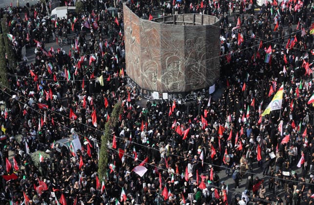 Farewell ceremony for former Iranian Supreme Leader Khamenei in Tehran TEHRAN, IRAN - JULY 6: Millions of people gather in the streets of Tehran, Iran, to attend the farewell ceremony for Iran s former Supreme Leader Ali Khamenei, who was killed in the attacks carried out by the United States and Israel, on July 6, 2026. The ceremony began early in the morning as mourners carrying Iranian flags and posters filled Damavand Avenue, Imam Hossein Square, Enghelab Square and Azadi Square in the capital. Participants expressed grief during the procession. Fatemeh Bahrami Anadolu Tehran Iran. Editorial use only. Please get in touch for any other usage.  Copyright: x2026xAnadoluxFatemehxBahramix