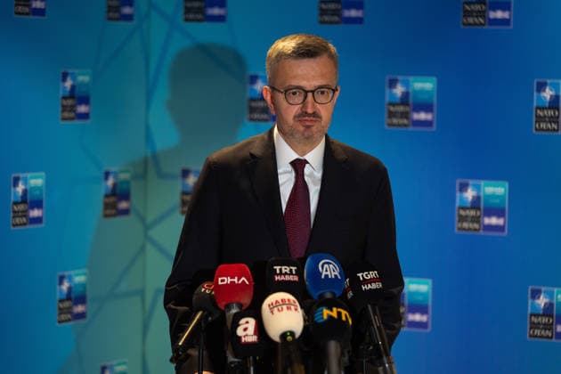 Head of Communications of the Presidency of the Republic of Turkiye speaks to press ahead of NATO summit in Ankara ANKARA, TURKIYE - JULY 06: Head of Communications of the Presidency of the Republic of Turkiye Burhanettin Duran makes a statement to members of the press at the International Media Center ahead of the 36th NATO Heads of State and Government Summit, hosted by Turkiye at the Presidential Complex in Ankara, Turkiye, on July 06, 2026. Omer Taha Cetin Anadolu Ankara Turkey. Editorial use only. Please get in touch for any other usage.  Copyright: x2026xAnadoluxOmerxTahaxCetinx