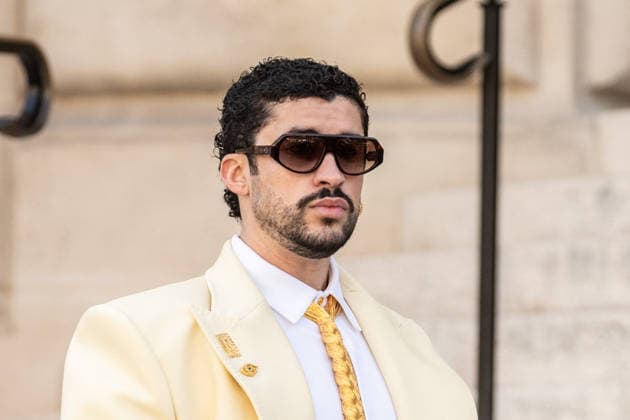 PFW HC Schiaparelli Outside Arrivals NB Bad Bunny arrived at the Schiaparelli Haute Couture Fall Winter 2026 2027 show as part of Paris Fashion Week on July 06, 2026 in Paris, France. Photo by Nasser Berzane ABACAPRESS.COM Paris France  Copyright: xBerzanexNasser ABACAx