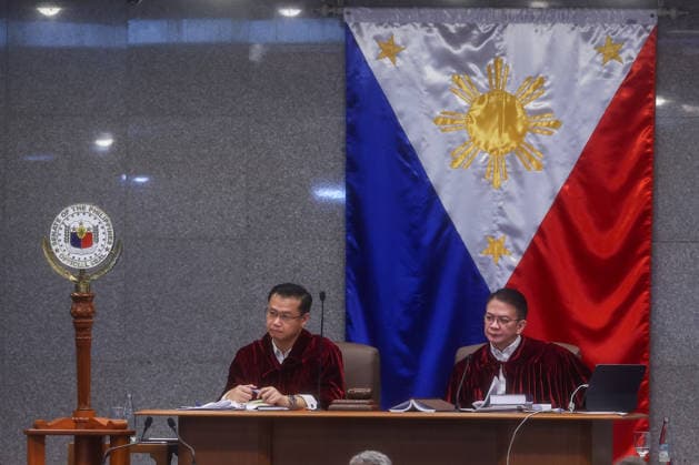 Philippine Vice President Sara Duterte s impeachment trial begins METRO MANILA, PHILIPPINES - JULY 06: Senator Win Gatchalian (L) and Senate President and Presiding Officer Francis Escudero (R) attend the opening session of the impeachment trial of Philippine Vice President Sara Duterte inside the Senate in Pasay City, Metro Manila, Philippines, on July 06, 2026. The impeachment trial officially opened on July 06 and is expected to last several months. The proceedings come amid heightened political tensions and growing calls for accountability following corruption allegations involving officials in nationwide flood control projects. Daniel Ceng Anadolu Manila Philippines. Editorial use only. Please get in touch for any other usage.  Copyright: x2026xAnadoluxDanielxCengx