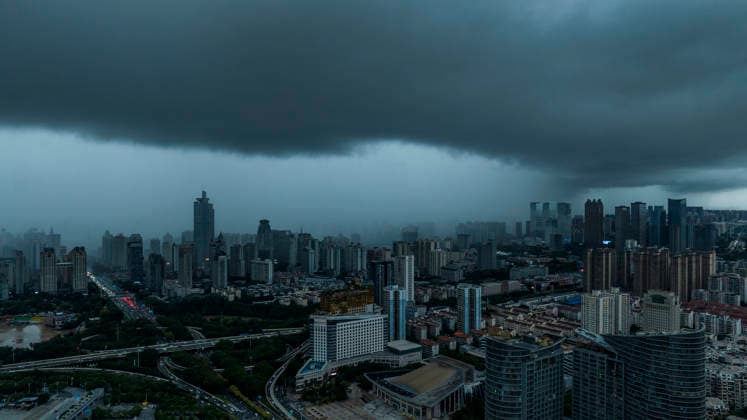 Typhoon Maysak NANNING, CHINA - JULY 6, 2026 - The sky over Qingxiu District is shrouded in dark clouds affected by Typhoon Maysak in Qingxiu District, Nanning City, Guangxi Province, China on the evening of July 6, 2026. Nanning Guangxi China  Copyright: xCFOTOx i1783365199458