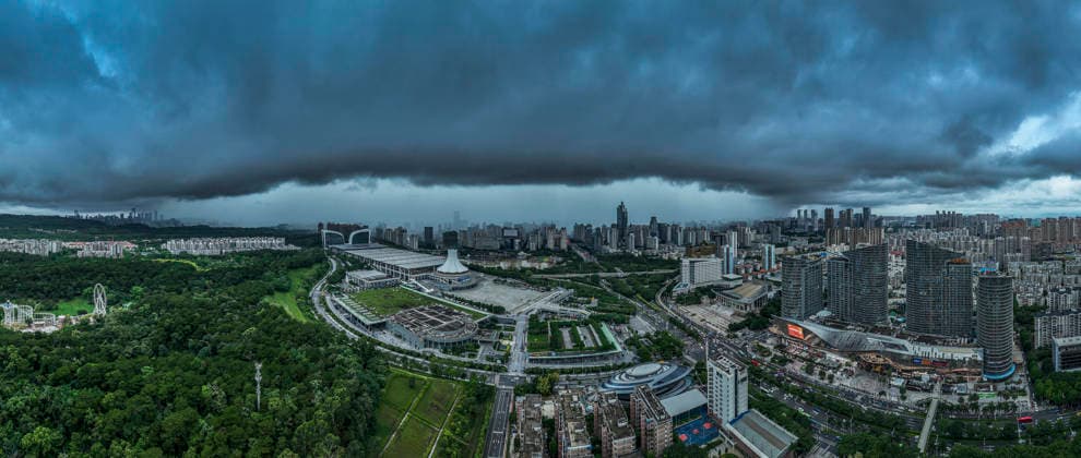 Typhoon Maysak NANNING, CHINA - JULY 6, 2026 - The sky over Qingxiu District is shrouded in dark clouds affected by Typhoon Maysak in Qingxiu District, Nanning City, Guangxi Province, China on the evening of July 6, 2026. Nanning Guangxi China  Copyright: xCFOTOx i1783365200388