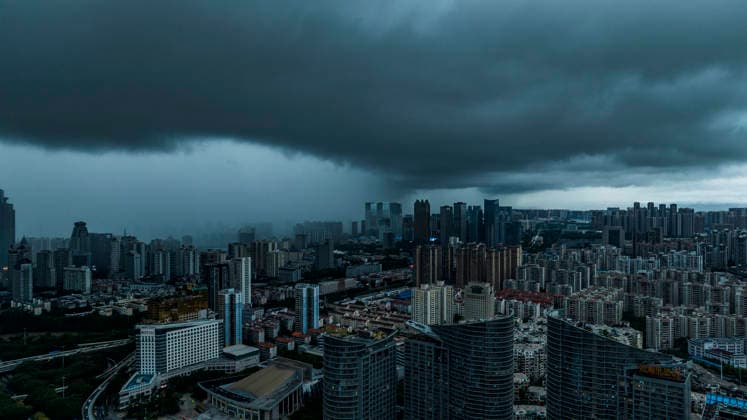 Typhoon Maysak NANNING, CHINA - JULY 6, 2026 - The sky over Qingxiu District is shrouded in dark clouds affected by Typhoon Maysak in Qingxiu District, Nanning City, Guangxi Province, China on the evening of July 6, 2026. Nanning Guangxi China  Copyright: xCFOTOx i1783365201143