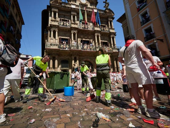 San Fermín 2026 Chupinazo: Moments following the San Fermín 2026 Chupinazo at the Plaza del Ayuntamiento on July 6, 2026, in Pamplona, Navarre, Spain. The Chupinazo marks the official start of the San Fermín festivities, which run through July 14. For this year’s event, the Navarre Emergency Services Division is in charge of lighting the rocket’s fuse, in recognition of its work during the bull runs. Spain  Copyright: xEduardoxSanzx 7649210