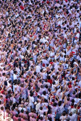 San Fermin Festival in Spain PAMPLONA, SPAIN - JULY 6: The San Fermin Festival, one of Spain s most internationally recognized cultural events, officially begin in Pamplona, Spain, on July 6, 2026. The festival, best known for its traditional running of the bulls through the city s narrow streets, was officially opened with the Chupinazo rocket launched from the balcony of Pamplona City Hall, marking the start of the annual celebrations. Ruben Albarran Anadolu Pamplona Spain. Editorial use only. Please get in touch for any other usage.  Copyright: x2026xAnadoluxRubenxAlbarranx