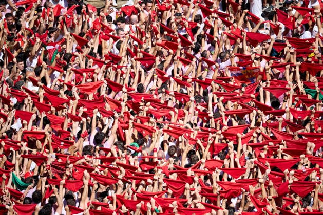 San Fermin Festival in Spain PAMPLONA, SPAIN - JULY 6: The San Fermin Festival, one of Spain s most internationally recognized cultural events, officially begin in Pamplona, Spain, on July 6, 2026. The festival, best known for its traditional running of the bulls through the city s narrow streets, was officially opened with the Chupinazo rocket launched from the balcony of Pamplona City Hall, marking the start of the annual celebrations. Ruben Albarran Anadolu Pamplona Spain. Editorial use only. Please get in touch for any other usage.  Copyright: x2026xAnadoluxRubenxAlbarranx