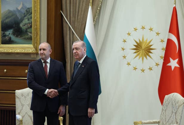 Recep Tayyip Erdogan - Rumen Radev meeting in Ankara ANKARA, TURKIYE - JULY 6: (----EDITORIAL USE ONLY MANDATORY CREDIT - TURKISH PRESIDENCY MUSTAFA KAMACI HANDOUT - NO MARKETING NO ADVERTISING CAMPAIGNS - DISTRIBUTED AS A SERVICE TO CLIENTS----) Turkish President Recep Tayyip Erdogan welcomes Bulgarian Prime Minister Rumen Radev at the Presidential Complex, on July 6, 2026, in Ankara, Turkiye. TUR Presidency Mustafa Kamaci Anadolu Ankara Turkey. Editorial use only. Please get in touch for any other usage.  Copyright: x2026xAnadoluxTURxPresidencyx xMustafaxKamacix