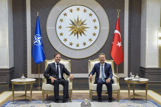 Ahead of 36th NATO Summit in Ankara ANKARA, TURKIYE - JULY 06: NATO Secretary General Mark Rutte (L) arrives at Ankara Airport ahead of the 36th NATO Heads of State and Government Summit in Ankara, Turkiye, on July 06, 2026. Rutte was greeted by Presidential Defense Industries Directorate Haluk Gorgun (R), upon his arrival at the airport. Osmancan Gurdogan Anadolu Ankara Turkey. Editorial use only. Please get in touch for any other usage.  Copyright: x2026xAnadoluxOsmancanxGurdoganx