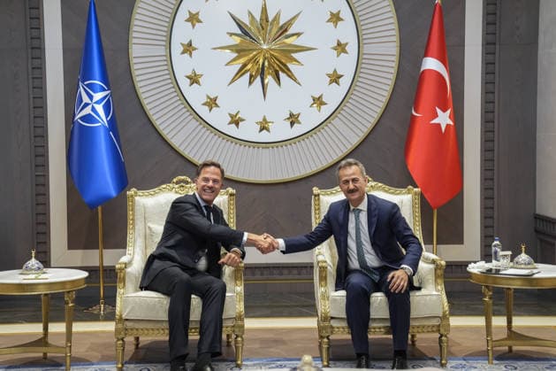 Ahead of 36th NATO Summit in Ankara ANKARA, TURKIYE - JULY 06: NATO Secretary General Mark Rutte (L) arrives at Ankara Airport ahead of the 36th NATO Heads of State and Government Summit in Ankara, Turkiye, on July 06, 2026. Rutte was greeted by Presidential Defense Industries Directorate Haluk Gorgun (R), upon his arrival at the airport. Osmancan Gurdogan Anadolu Ankara Turkey. Editorial use only. Please get in touch for any other usage.  Copyright: x2026xAnadoluxOsmancanxGurdoganx