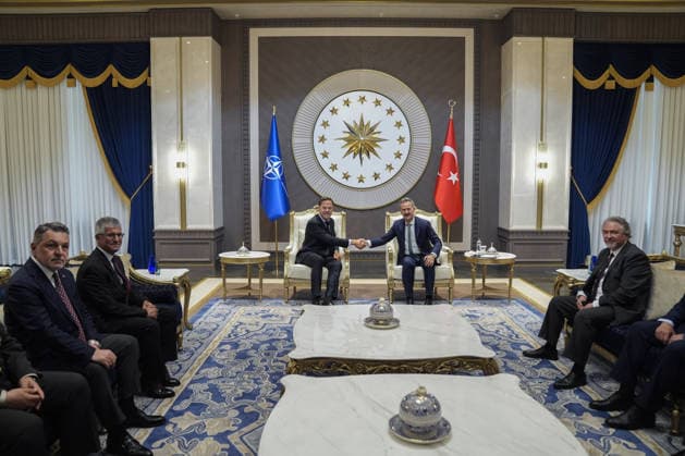 Ahead of 36th NATO Summit in Ankara ANKARA, TURKIYE - JULY 06: NATO Secretary General Mark Rutte (L) arrives at Ankara Airport ahead of the 36th NATO Heads of State and Government Summit in Ankara, Turkiye, on July 06, 2026. Rutte was greeted by Presidential Defense Industries Directorate Haluk Gorgun (R), upon his arrival at the airport. Osmancan Gurdogan Anadolu Ankara Turkey. Editorial use only. Please get in touch for any other usage.  Copyright: x2026xAnadoluxOsmancanxGurdoganx