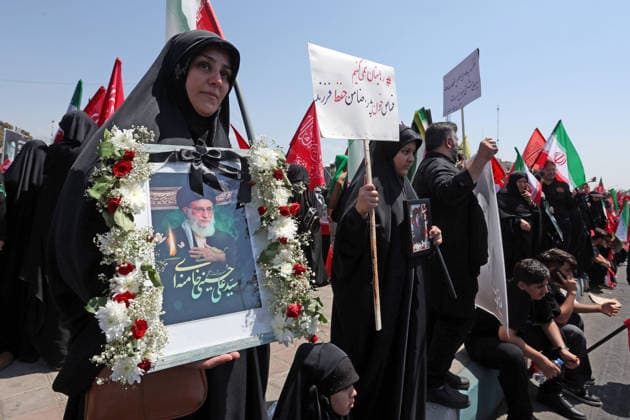 Farewell ceremony for former Iranian Supreme Leader Khamenei in Tehran TEHRAN, IRAN - JULY 6: ( RESTRICTIONS: NO Access Israel Media Persian Language TV Stations Outside Iran Strictly No Access BBC Persian VOA Persian Manoto TV Iran International TV ) Millions of Iranians, carrying flags and posters, gather from the early hours of the morning, filling Damavand Street, Imam Hossein Square, Enghelab Square, and Azadi Square to attend farewell ceremony for the country s former Supreme Leader, Ali Khamenei, who was killed in the U.S.-Israeli attacks in Tehran, Iran, on July 6, 2026. Stringer Anadolu Tehran Iran. Editorial use only. Please get in touch for any other usage.  Copyright: x2026xAnadoluxStringerx