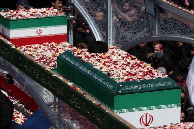 Farewell ceremony for former Iranian Supreme Leader Khamenei in Tehran TEHRAN, IRAN - JULY 6: ( RESTRICTIONS: NO Access Israel Media Persian Language TV Stations Outside Iran Strictly No Access BBC Persian VOA Persian Manoto TV Iran International TV ) An aerial view of Khamenei s and his family members coffins are carried among the crowds in a specially designed truck modeled after the Imam Reza Shrine in Tehran, Iran, on July 6, 2026. Millions of Iranians, carrying flags and posters, gather from the early hours of the morning, filling Damavand Street, Imam Hossein Square, Enghelab Square, and Azadi Square to attend farewell ceremony for the country s former Supreme Leader, Ali Khamenei, who was killed in the U.S.-Israeli attacks. Stringer  Copyright: x2026xAnadoluxStringerx