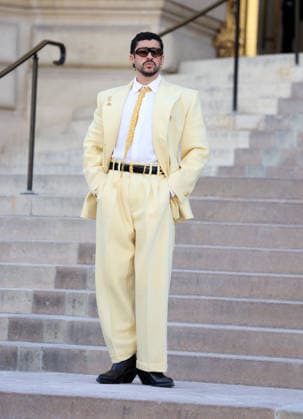 Schiaparelli - Outside Arrivals Bad Bunny during Day One of Paris Fashion Week - Haute Couture Spring Summer 2026 2027 on July 06, 2026 in Paris, France.  Copyright: xDidierxFereyx