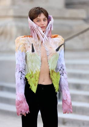 Schiaparelli - Outside Arrivals Emma Corrin arrives for the Schiaparelli Women Haute Couture Fall Winter 2026-2027 on July 06, 2026 in Paris, France.  Copyright: xDidierxFereyx
