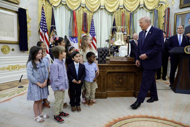 US President Donald J. Trump delivers remarks on Trump Accounts US President Donald J. Trump prepares to speak on the first day of trading for Trump Accounts in the Oval Office of the White House in Washington, DC, USA, 06 July 2026. Trump Accounts grant eligible US children born between 2026 and 2028 $1000.00 to fund ‘starter’ IRAs. WASHINGTON DISTRICT OF COLUMBIA United States  Copyright: xPool ABACAx